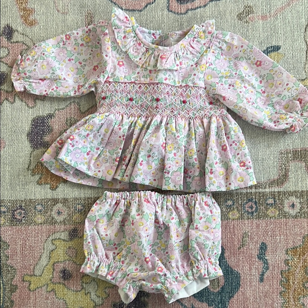 Cecil and Lou Floral Baby Dress and Bloomers Set